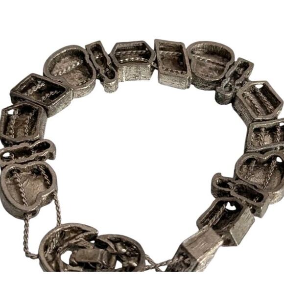 Vintage Tofa Happy Birthday Charm Slide Bracelet Silver Tone Cake Candle Gift - Picture 6 of 6